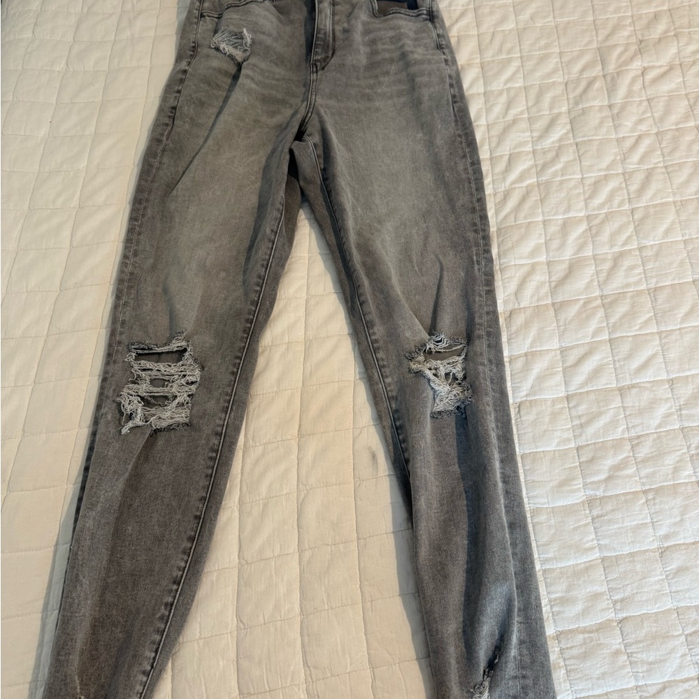 Women's Distressed Gray Jeans